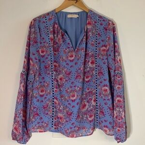 Tory Burch Long Sleeve Floral Blouse Size 0